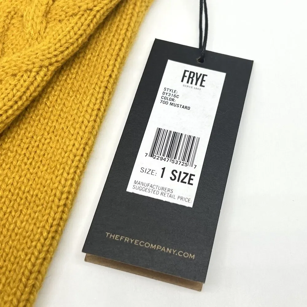 NWT Frye Womens Gloves Cable-Knit Fingerless Arm/Wrist Warmer Mustard Yellow OS